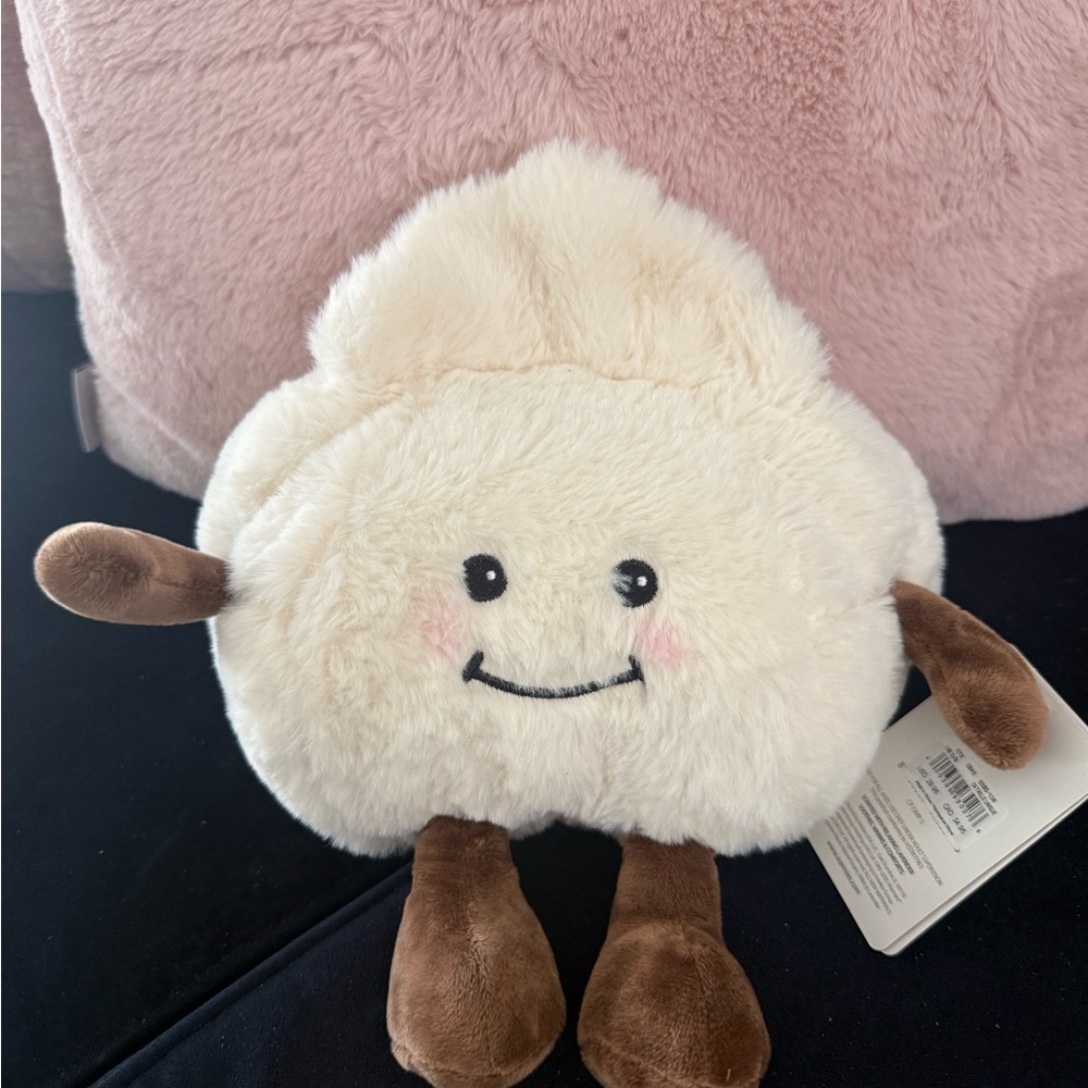 Ivory Plush warmies dumpling Pillow with Brown Arms and Legs Bin#12